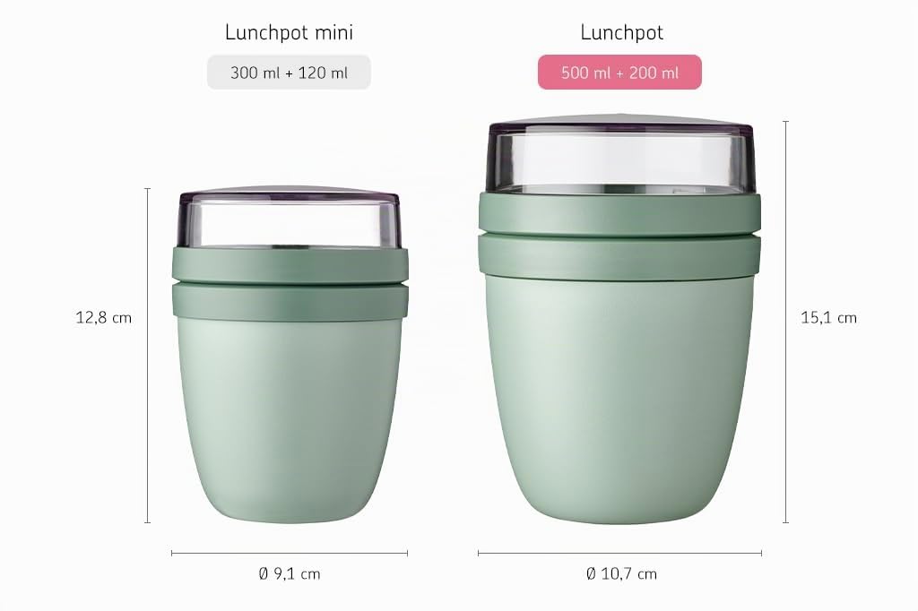 Mepal bol muesli a emporter - Pratique comme Pot de Yaourt et de Muesli - Compartiments Séparés - Convient au Congélateur, au Micro-ondes et au Lave-vaisselle - 500 ml + 200 - Nordic blue