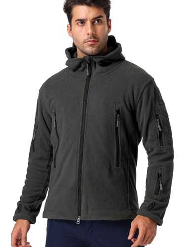 CARWORNIC Men's Military Tactical Fleece Jacket Warm Multi-Pockets Outdoor Hooded Coat2