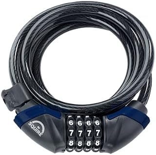 Squire Locks Heavy Duty Bikelock (Kilda Combi) - 4 Wheel Combination Cable Lock - Weatherproof Armoured Steel Combination Bike Lock - Flexible, Tamper Proof Combination Lock All Purpose Use (1800 mm)