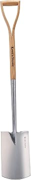 Kent & Stowe Stainless Steel Digging Spade, Traditionally-Styled Garden Spade with Extended Shank and Large Tred, All Year Round Garden Tools Made from Stainless Steel and Ash Wood