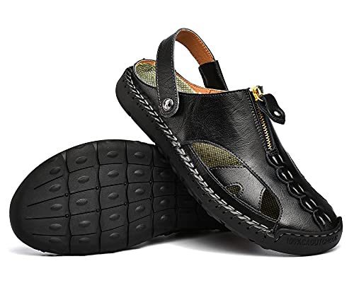 Mens Dress Leather Closed Hollowed Sandals,Mens Suede Backless Loafers,Outdoor Leather Closed Toe Beach Shoes4