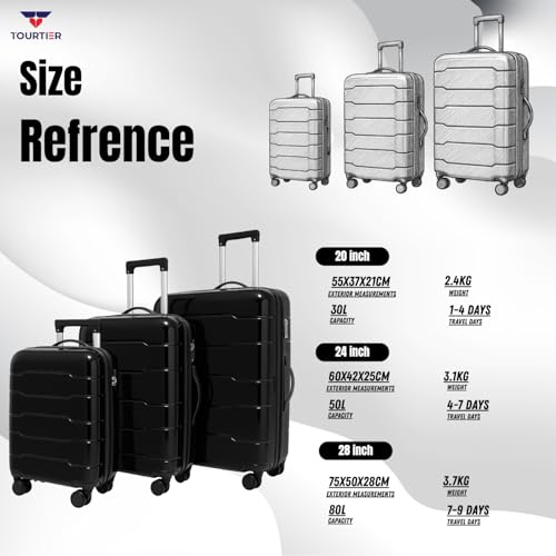 Image of 28-Inch Hard-Shell Luggage Suitcase | Lightweight 3.7 kg | 360 Spinner Wheels | 2-Way Zipper | Multi-Functional Lock | Business & Family Travel Trolley Bag (1, BLACK-20 24 inch 28 inch)