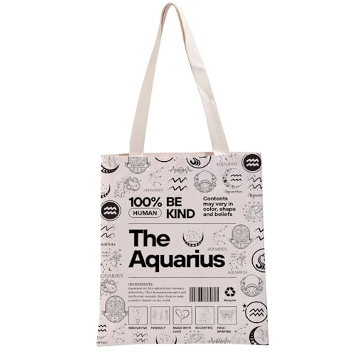 G2TUP Aquarius Inspired Gift 100% Human Be Kind The Aquarius Tote Bag Astrology Lover Handbag Zodiac Aquarius Merch