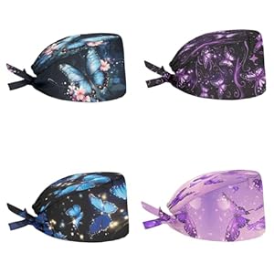 Babrukda 4er-Pack Mützen mit Schweißband Schmetterling