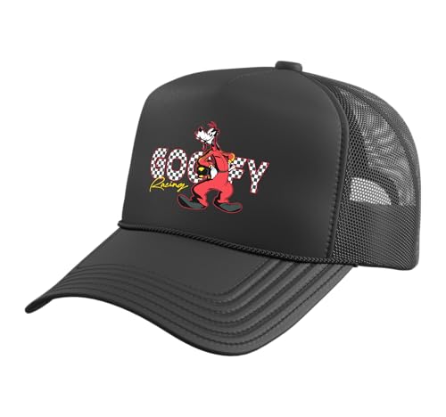 Disney Goofy Racing Mickey & Friends Race Car Drivers Trucker Hat with Adjustable Mesh Back Black
