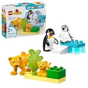LEGO DUPLO Town Wild Animal Families Penguins & Lions Building Toy Playset – Preschool Learning & Educational Animal Toy for Toddlers, Boys and Girls, Ages 2+ – Baby Gift Ideas – 10442
