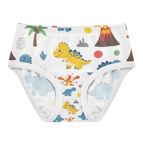 Toddler Panties, Cute Cartoon Dinosaurs Blue Cotton Girls Underwear, 2–8 Years
