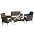 Greesum 4 Pieces Wicker Rattan Patio Furniture Sets with Loveseat, Chairs, Table and 3 Pieces Rocking Bistro Set with Porch Chairs, Coffee Table