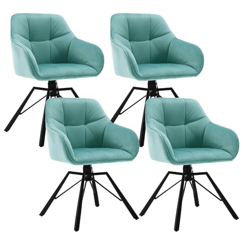 Woltu 4x Sillas De Comedor Giratorias Sillas De Cocina Tapizadas En Terciopelo Suave Sillas Ergonomicas Con Respaldo Y Brazos Para Salón Y Dormitorio Patas De Metal, Turquesa, Bh365ts-4 Woltu 4x Sillas De Comedor Giratorias Sillas De Cocina Tapizadas En Terciopelo Suave Sillas Ergonomicas Con Respaldo Y Brazos Para Salón Y Dormitorio Patas De Metal, Turquesa, Bh365ts-4