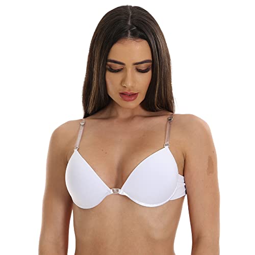 Sutiã Com Bojo Alça Transparente Removível Costa Nua Fristyle Preto Bege Branco Nude Casual Soutien