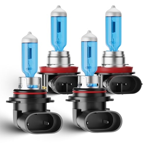 TXBILMOO Halogen Headlights Bulbs For 2009-2023 Dodge Ram 1500/2500/3500, 9005 H11 High Low Beam Headlamp Light Bulbs Combo, 6000K White 300% Brighter Yellow Light, 12V-100W, Plug N Play, 4PCS