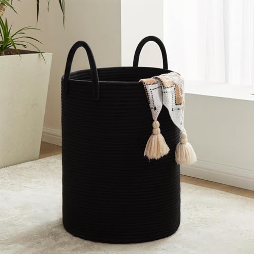 Image of Laundry Basket for Clothes | Toy Storage Basket | Storage Basket for Living room | Cotton Rope Basket Multi-Purpose | Extra Large Laundry Basket | Dirty Cloth Baskets Jute | 38x38x46 cm
