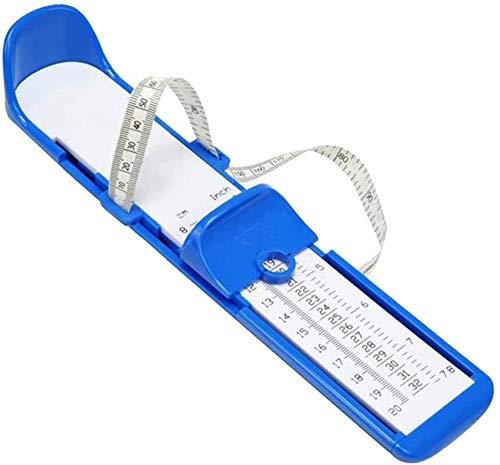 Foot Measuring Device Shoe Gauge Ruler Foot Width Length Measuring Tool for Kids Adult (Blue)