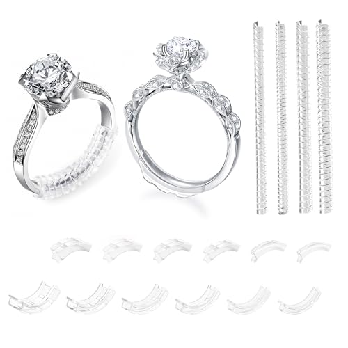 16 Stück Ringverkleinerer Unsichtbar Silikon Ring Verkleinerung für Breite Ringe Unsichtbarer Ringgrößenversteller für lose Ringe Männer und Frauen Ring Kleiner Machen