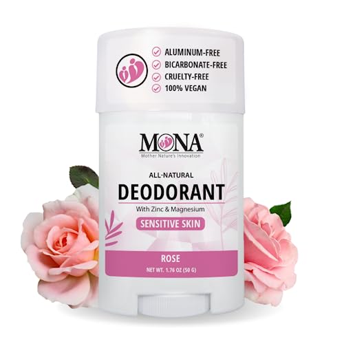 Image of MONA BRANDS All Natural Deodorant For Women & Men | For Sensitive Skin | No Aluminum or Baking Soda | (ROSE 1.76 Oz)