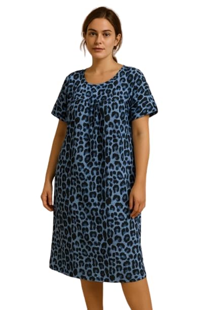 A line Plus Size Multi Print Maternity Night Dress (Blue, 5XL)-image-46