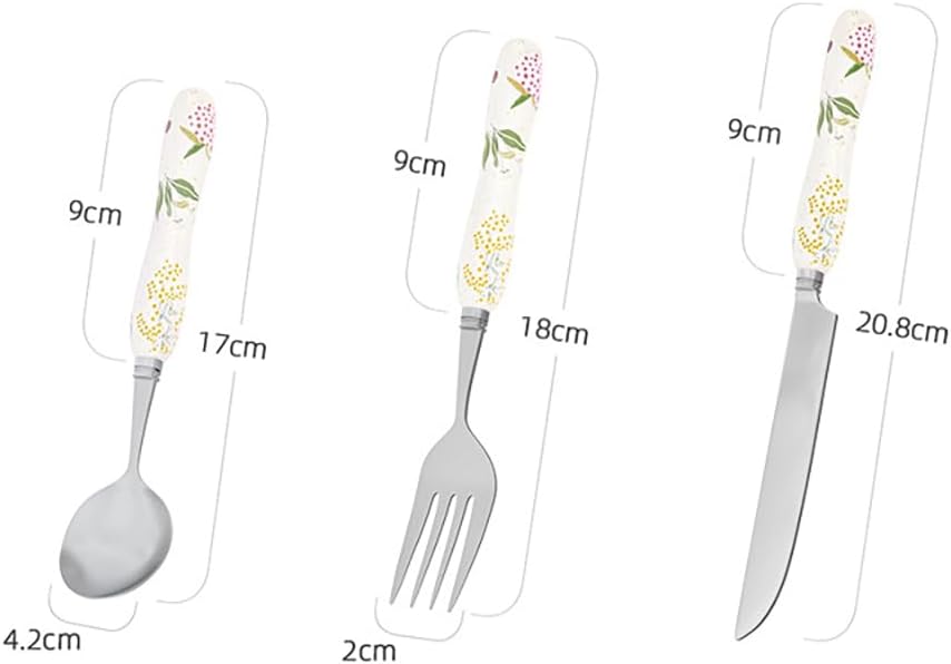 48-Piece Ceramic Handle Silverware Set Spoons and Forks Set Kitchen Utensils Set Flatware Set for 16 Stainless Steel Utensils Set, Mirror Effect Cutlery, Ergonomic for Daily Household Use