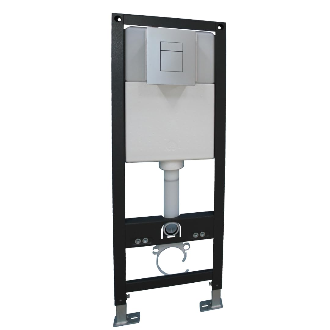 Durovin Bathrooms Modern Streamline Wall Hung Toilet Pan with 1.16M Concealed Cistern Frame (Only Cistern Frame)