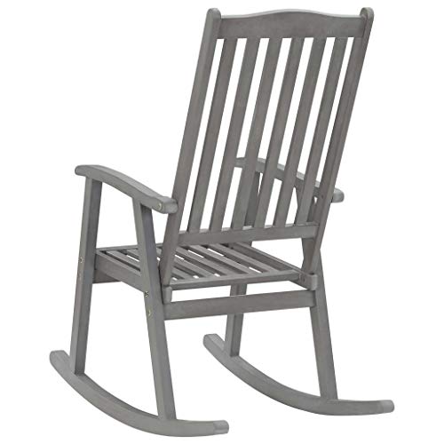 Vidaxl Rocking Chair, Outdoor Rocking Chair, Patio Rocking Chair For Porch Garden Yard Living Room, Modern Style, Gray Solid Wood Acacia #TOP3