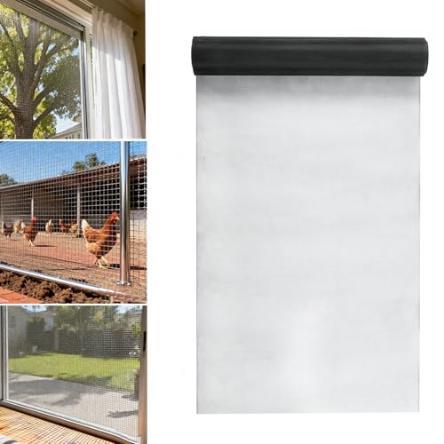 Image of tonchean 98.4 feet x 47.2 inch Windows Screen Mesh Roll Replacement, 304 Stainless Steel Window Screen Mesh for Porch Patio Sliding Door Screening(Black, 20 Mesh)