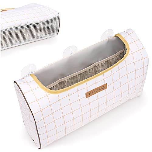 Large Bath Toy Storage With A Quick Dry Mesh Base. Sturdy Bath Toy Holder With 3 Strong Suction Cups. The Bath Toy Organizer Keeps Your Bathroom Tidy. Bathtub Toy Holder (Golden Check) #TOP1