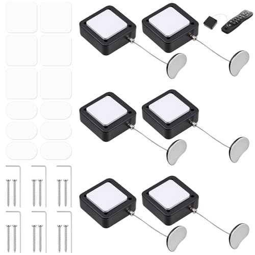 6Pcs Remote Control Tether Cord and Holder 6.5 Ft Retractable Security Cable Lock with Double Sided Adhesive and Screws, Adjustable Cable Leash Length Rope Lanyard Lock for TV Tablets Showroom