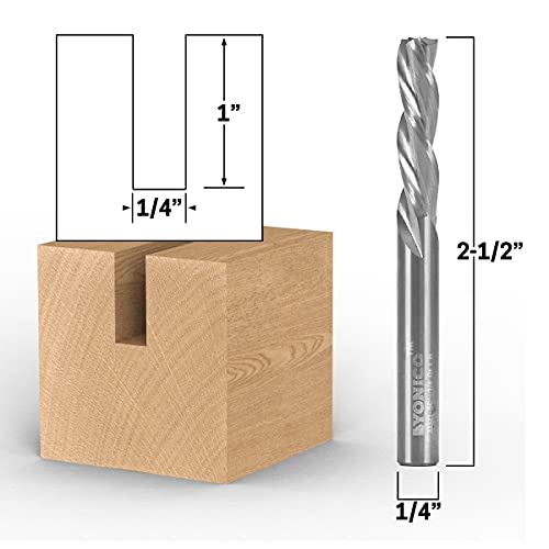 Image of YONICO Downcut Router Bits Spiral 3 Flute Solid Carbide CNC End Mill 1 /4-Inch Diameter 1 /4-Inch Shank 32321-SC