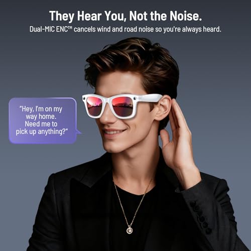 Image of AI Smart Glasses for Men Women, 800w Anti-Shake Camera Glasses, Real-Time Translation, Ai Object Recognition, Bluetooth Audio, Voice Assistant, IP67 Waterproof, Blue Light Glasses for Android and IOS