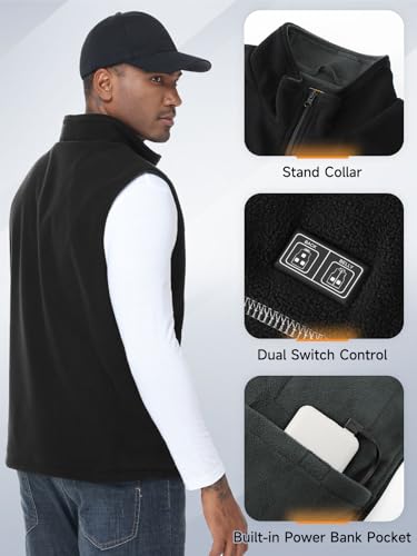 Image of LABEWVI Men's Heated Vest with 10000mAh Battery, Lightweight Heating Electric USB Rechargeable Short-pile Polar Fleece Vest