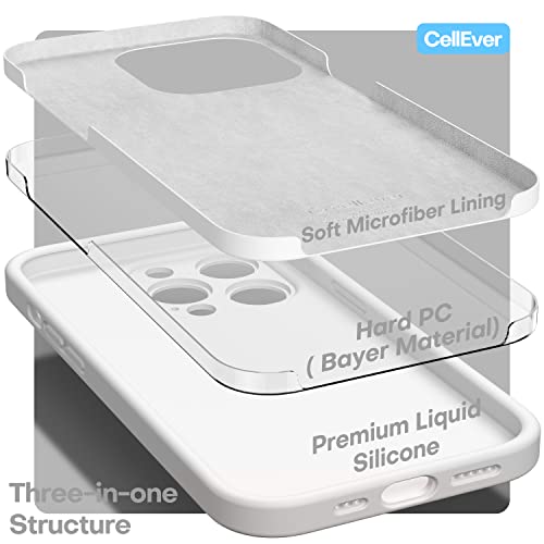CellEver Heavy-Duty Silicone Case for iPhone 14 Pro [Camera Protection] [Anti-Oil Coating] Military Drop Protection, Soft Scratch-Free Interior, White - image 8