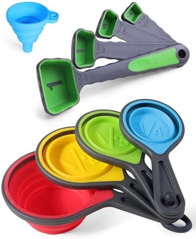 Measuring Cups and Spoons set, Collapsible Measuring Cups, 8 piec...