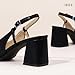 IDIFU Black Heels Closed Toe Women's Pumps Chunky Heels Low Slingback Block Square Toe Short Heels Wedding Bride Prom Office Bridal Dress Shoes for Women Comfortable Cute Pumps Shoes(Black Pu, 9)