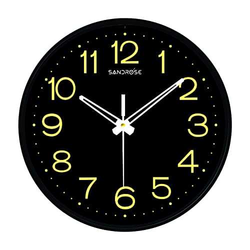 Image of SANDROSE 10-inch Designer Plastic Analogue Round Wall Clock for Home, Kitchen, Living Room, Bedroom, Office (24 cm x 24 cm x 4.5 cm) (Color 6)
