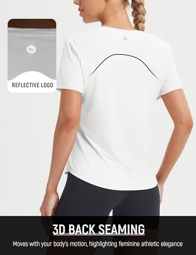 Image of baleaf Women Ice Cooling Running Shirts Quick Dry Short Sleeve Tops | Breathable, Lightweight, Moisture Wicking, Stretchy, Loose Fit, UPF 50+, for Workout, Gym, Athletic, Tennis, Yoga