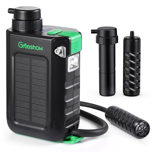 Greeshow Electric Portable Water Filter with Reusable 0.01 Micron Filter for Camping, Hiking,...