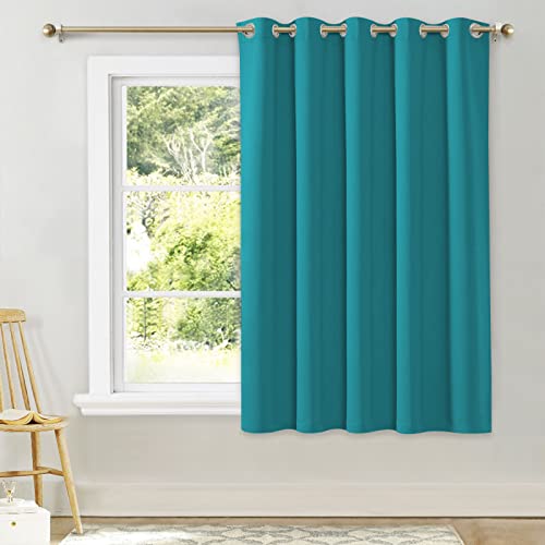NICETOWN Room Darkening Curtains for Bedroom, Peacock Teal Thermal Insulated Drapes 63 inches Long for Small Shack Window (1 Panel, 70" Wide per Panel