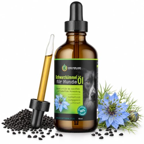Kräuterland Schwarzkümmelöl für Hunde 100ml kaltgepresst, mit Pipette