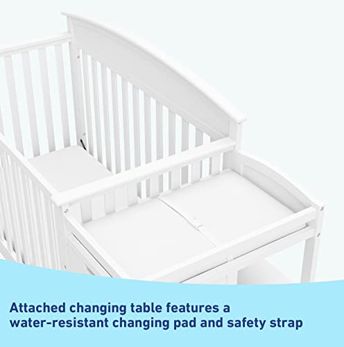 Graco Benton 5-in-1 Convertible Crib and Changer (White) – Crib and Changing -Table Combo, Includes Water-Resistant Changing Pad, 3 Drawers, Converts to Toddler Bed, Daybed and Full-Size Bed