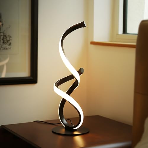 2 Lámparas de Mesa LED en Espiral para Noche Negras miniatura 6
