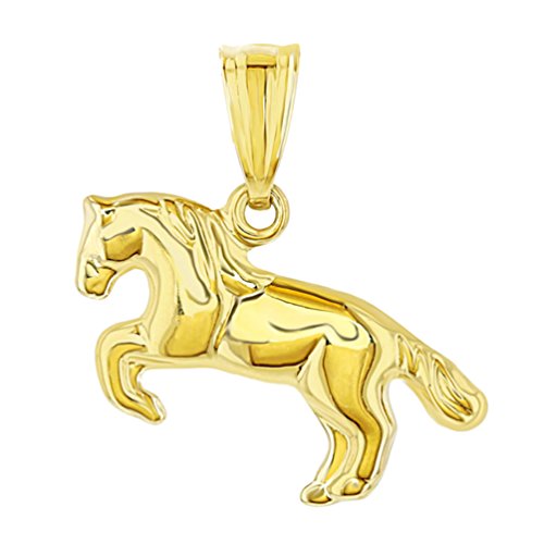 Jewelry America Polished 14k Yellow Gold Running 3D Horse Charm Animal Pendant2