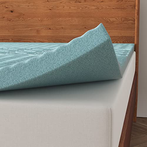 Napqueen 1.5 Inch 5-Zone Gel Memory Foam Mattress Topper, Certipur-Us Certified, Twin, Blue #TOP6