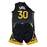 Youth Basketball Jersey Set #30 Basketball Sports Training Suit for 6-13 Years Boys Girls Size-26 Black
