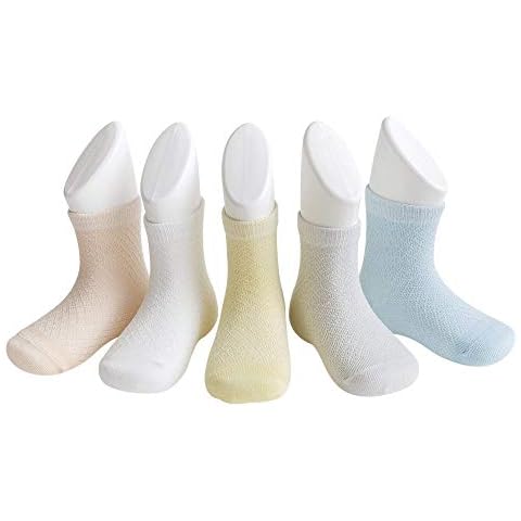 DEBAIJIA 5 Pairs Set Baby Mesh Socks en Coton, Soft and Breathable, Low Cut Thin Kids Toddler Ankle Socks for Spring Summer Autum, Suitable for 0-5 years old Boys and Girls - S - Boys - A Cover