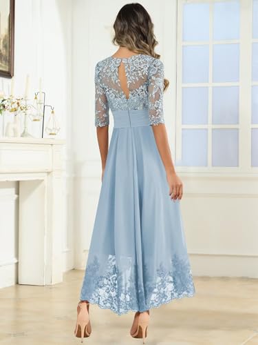 OFEYCHUN Mother of The Bride Dresses Formal Long Chiffon Lace Evening Gowns with Sleeves3