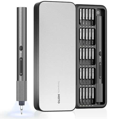 HOTO Mini Electric Screwdriver 25 Magnetic S2 Bits, 170RPM Precision Screwdriver Set USB-C, 2 Torque Settings, LED Light, Small Repair Tools for Eyeglasses, Electronics