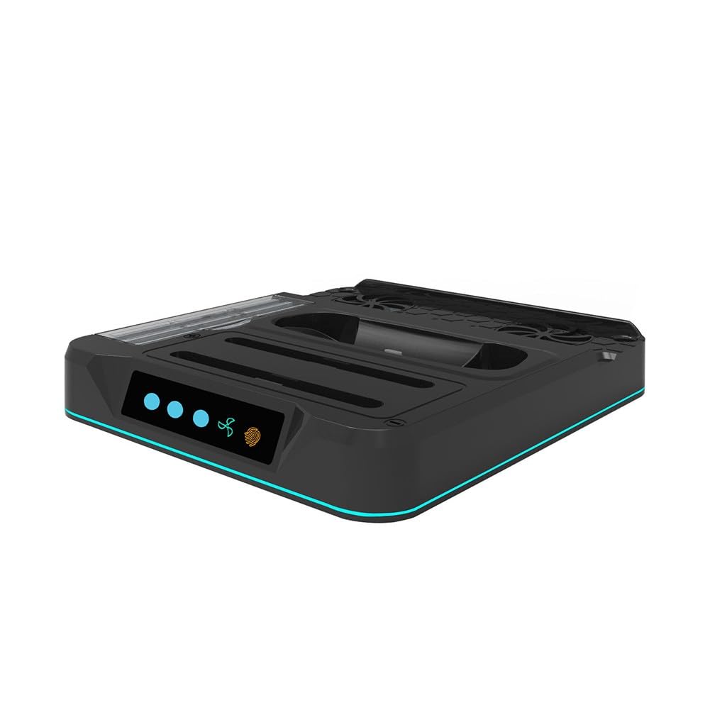 Dock di ricarica per Nintendo Switch 2 con sistema di raffreddamento, stazione di ricarica controller e archiviazione cartuccia di gioco, materiale ABS, 20 x 18 x 4 cm, nero