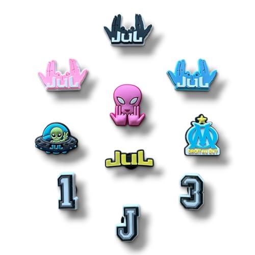 Lot de 10 Pins pour Crocs Jul - Charms Rap Marseillais, Musique, Style pour Sabots