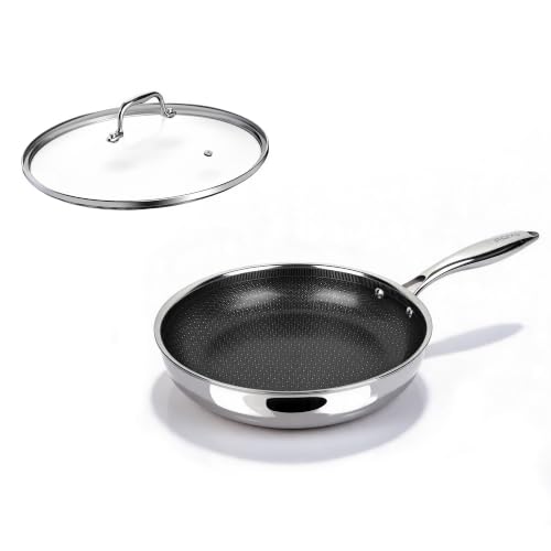 Image of imarku 8-Inch Frying Pan Non Stick with Lid, Ceramic-Coated Stainless Steel
