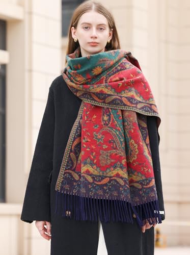 Wander Agio Warm Fashion Scarf Long Shawl Large Blanket Winter Wraps Scarves for Women Cashmere Jacquard Vintage Paisley4