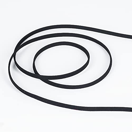 Cordón de gamuza de 5 mm plano, tira de piel sintética negra para hacer collares 4